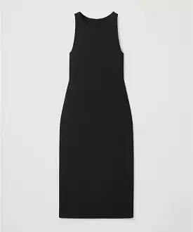 Slim Sleeveless Midi Knit Dress In Black