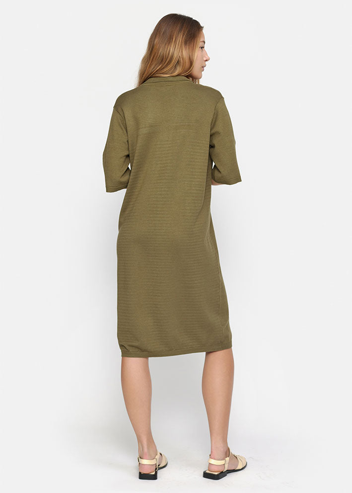 Soft Rebels Lea Polo Knit Dress SR224-217 Martini Olive