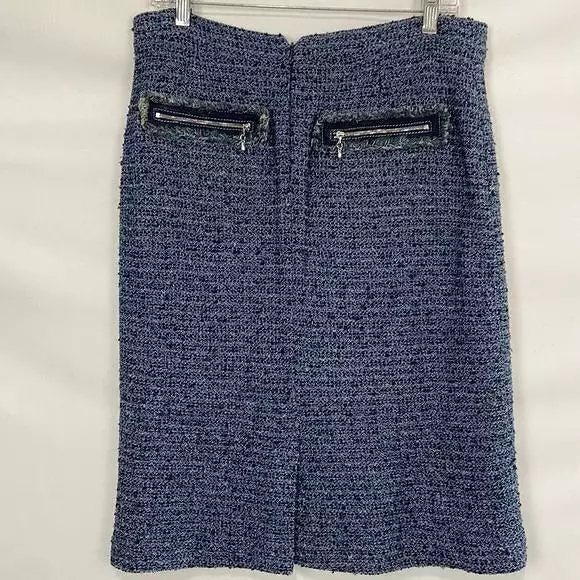 St JohnBlue Tweed w Zip Back Pockets Skirt