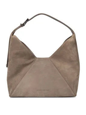 Sueded Calfskin Hobo Bag Shoulder Bags Grey