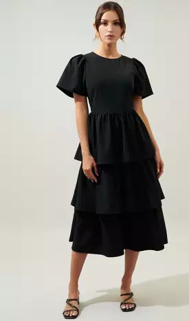 The Vincent Tiered Black Dress