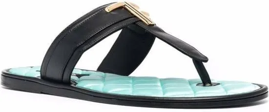 TOM FORD TF plaque quilted insole flip flops Black