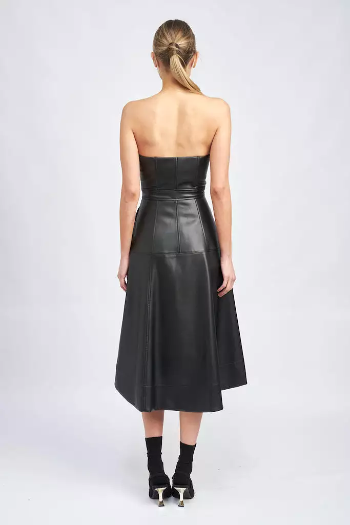 VERONICA FAUX LEATHER BUSTIER DRESS