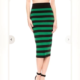 VeronicaBeard NWT Black Green Striped Knit Pencil Skirt