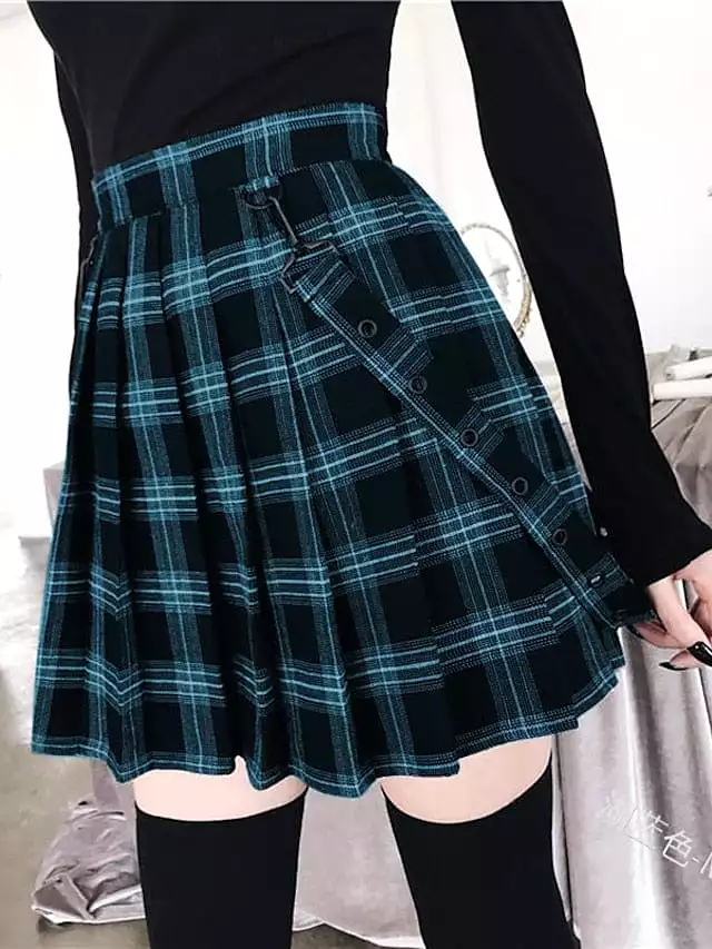 Women's Pleated Plaid Gothic Skirt