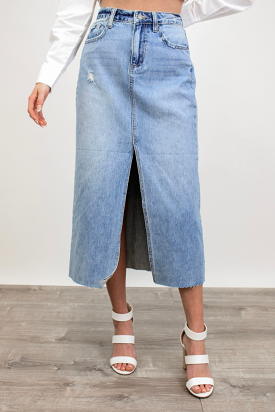 Working Girl Denim Midi Skirt