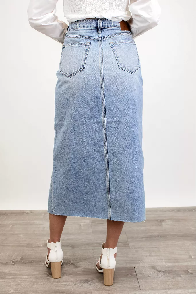 Working Girl Denim Midi Skirt