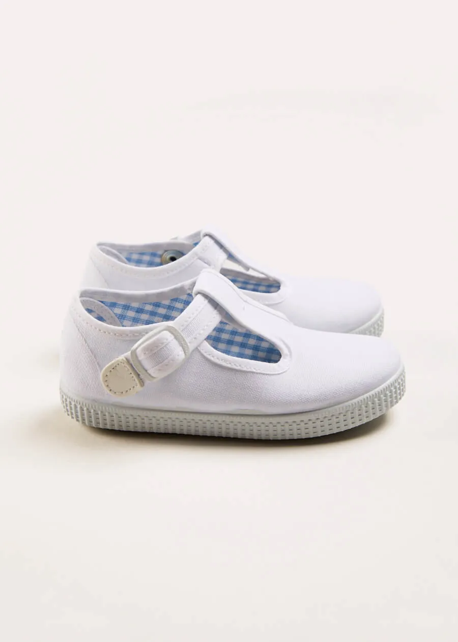 Woven T-Bar Baby Shoes in White (20-26EU)