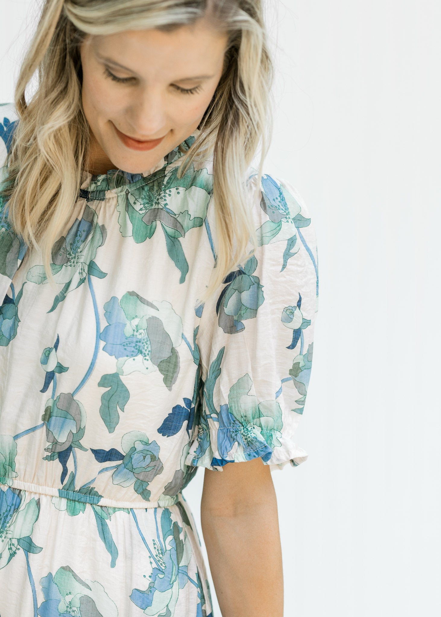 X Blue, Green Cream Floral Midi