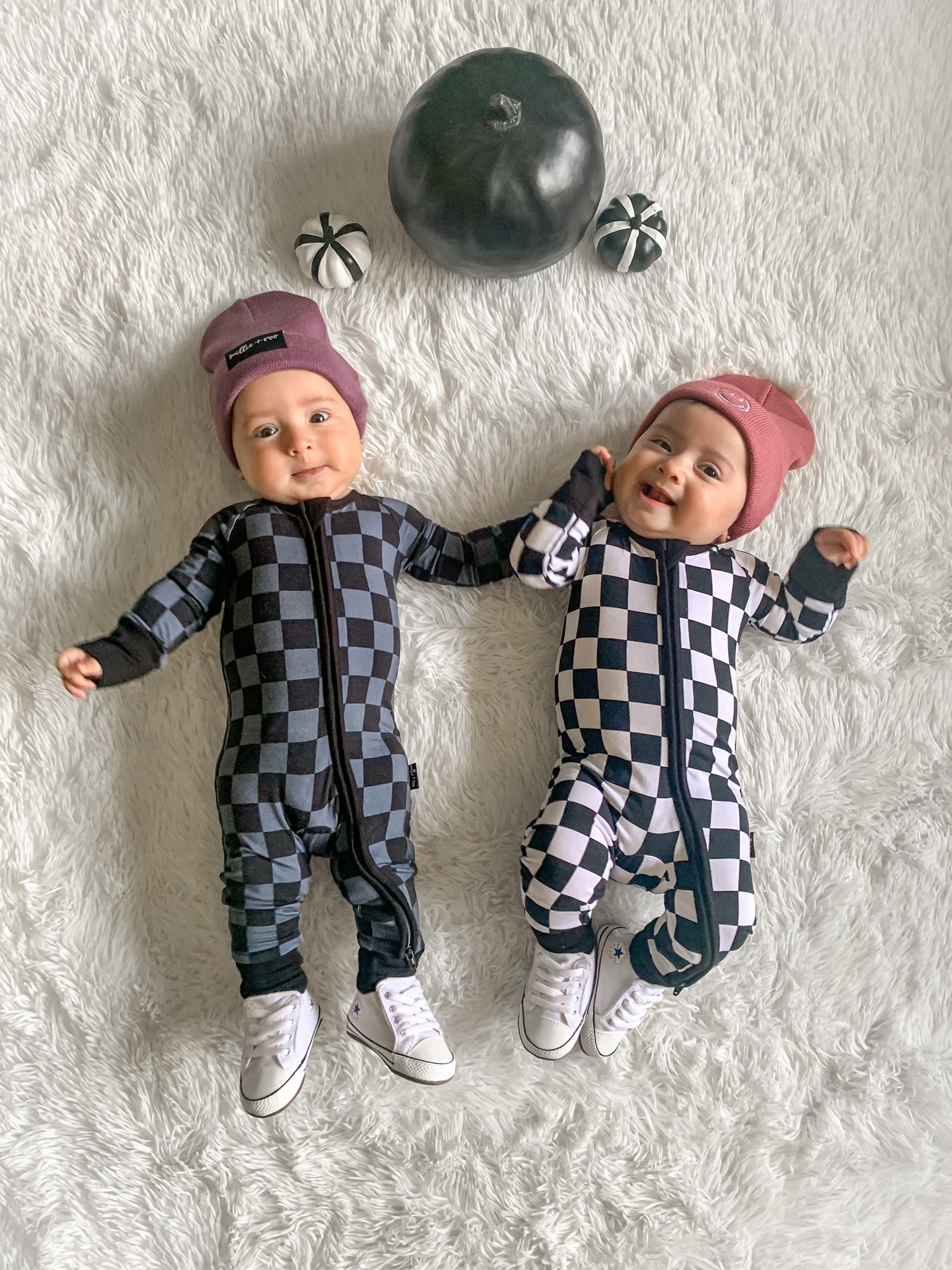 ZIP ROMPER - B+W Checkered