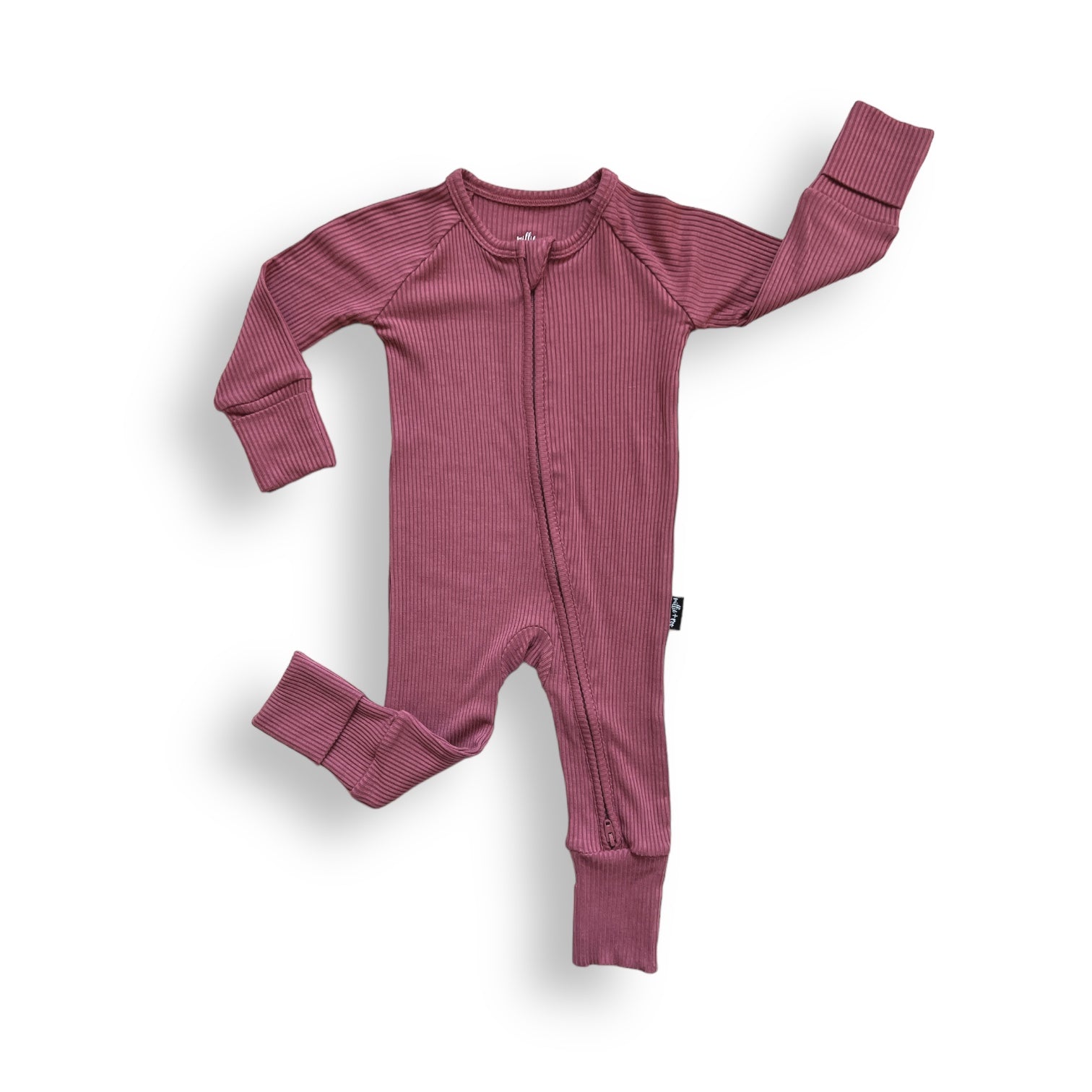 ZIP ROMPER - Mauve Ribbed